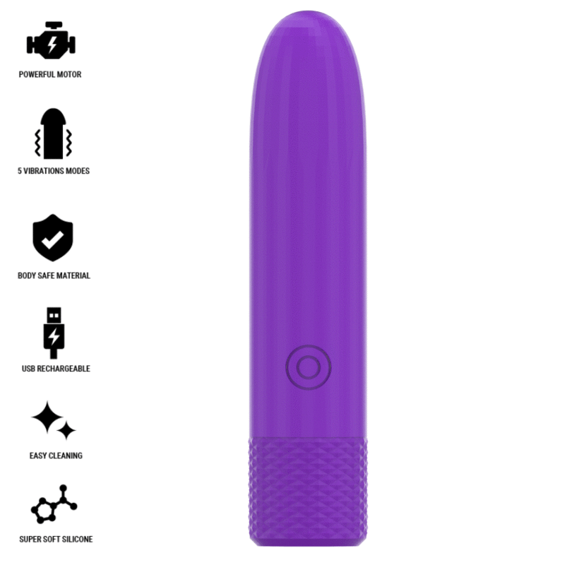 INTENSE - SYMONE BALA VIBRADORA RECARGABLE POR USB 8 VIBRACIONES MORADO 10 X 2.2 CM